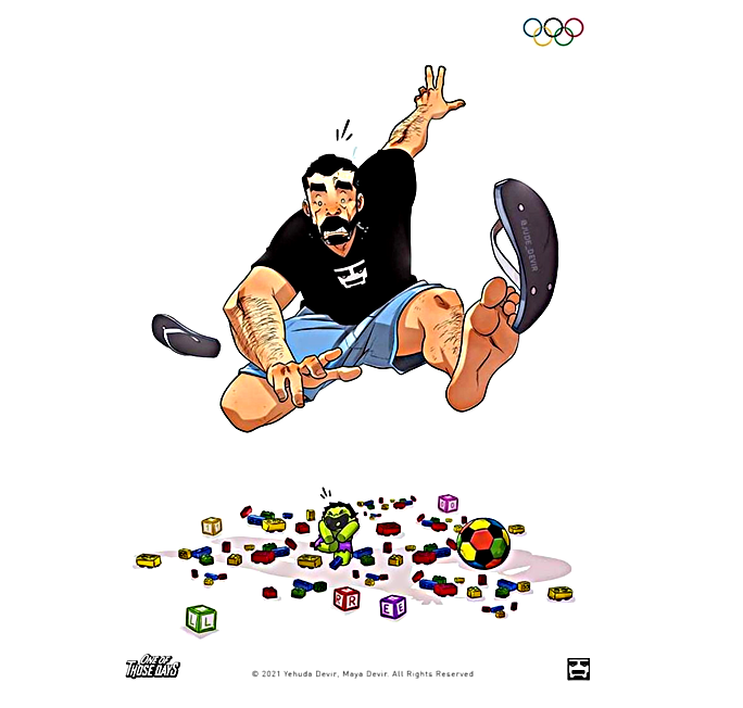 К Олимпийским играм художник выпустил целую серию рисунков под названием "Домашняя олимпиада".