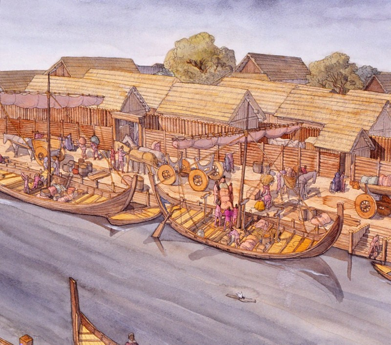 Изображение кораблей скандинавских купцов.