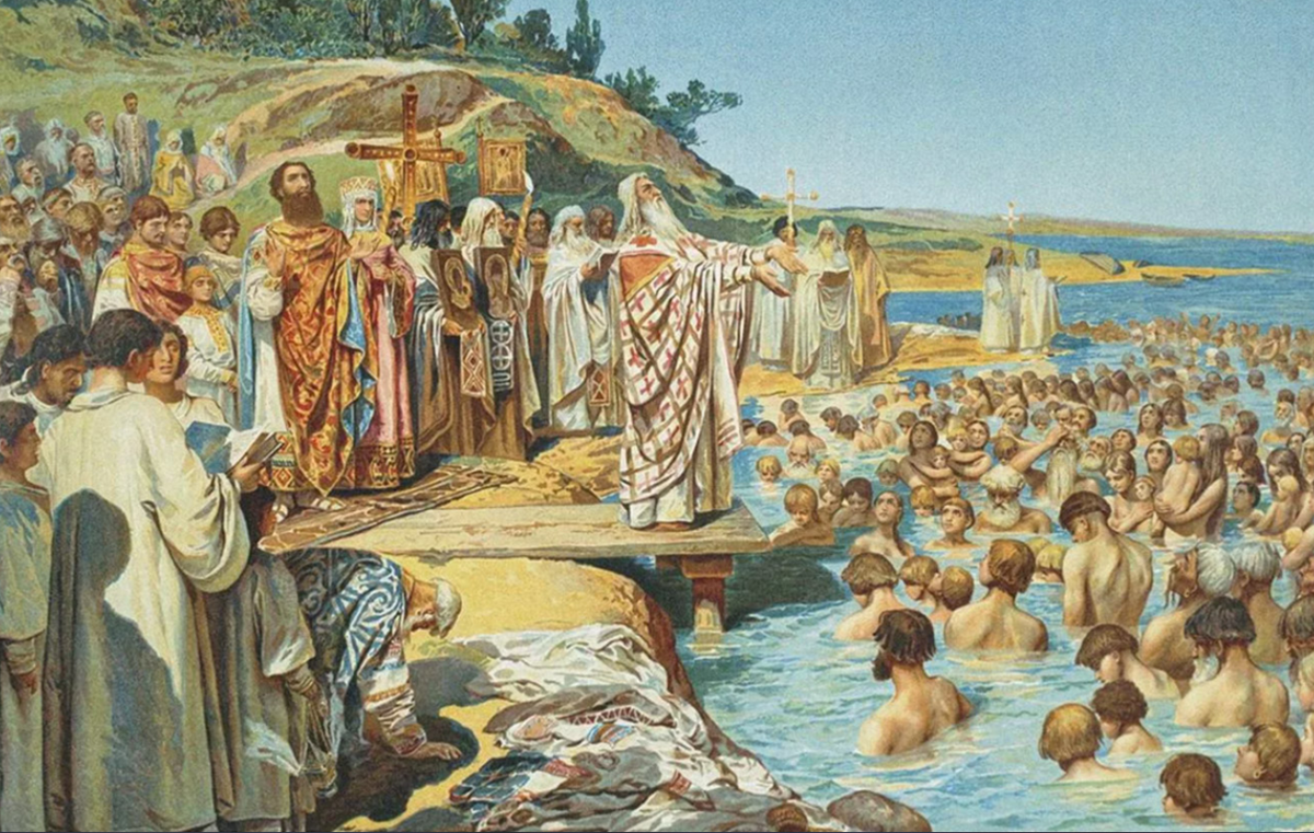 Клавдий Лебедев. "Крещение киевлян", 1916.