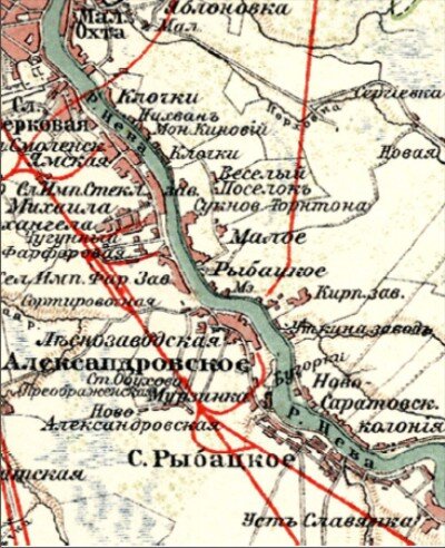 фрагмент карты кон. XIX в. , "Уткина заводь".