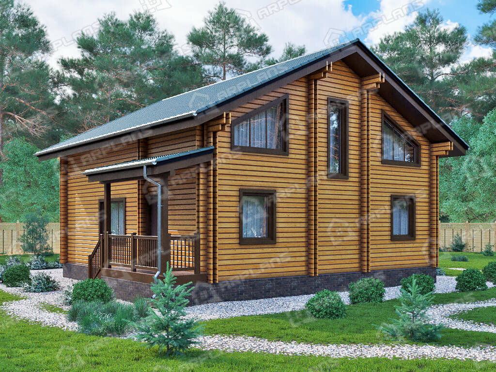 Фото 2 двухэтажного дома из бруса с 4 спальнями, газовой котельной и террасой. Общая площадь 188 кв м. Источник arplans.ru Проект ДС-150