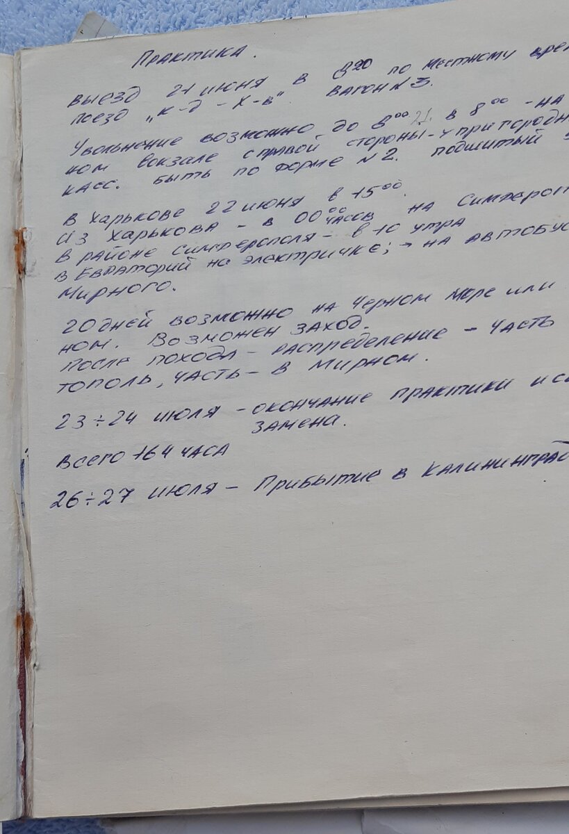 Первая страница дневника