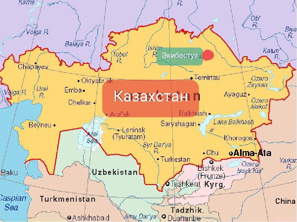 Карта казахстана и соседних стран