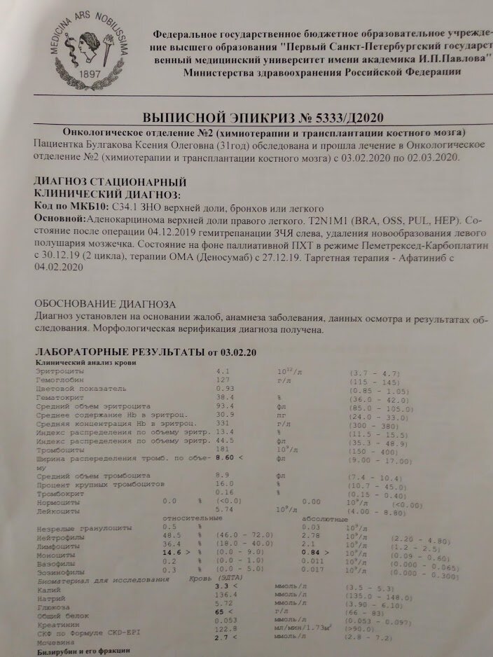 Выписка из первого меда