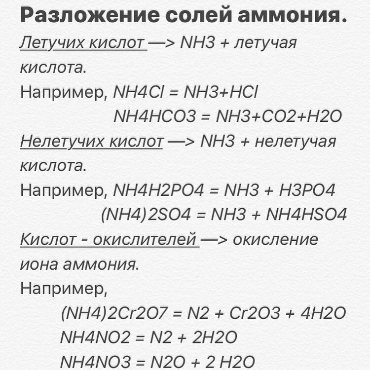 Соли разлагаются при нагревании