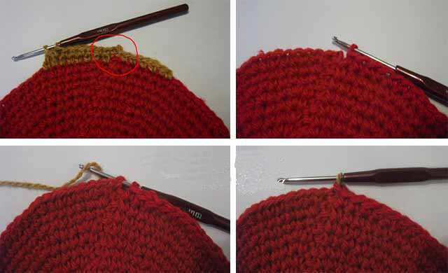 Как правильно присоединить нить другого цвета