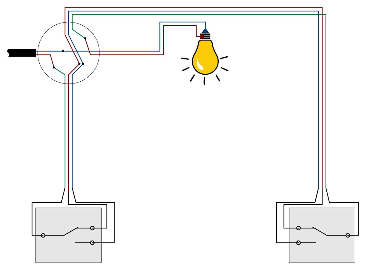 Проходной выключатель схема подключения на 1 лампу
