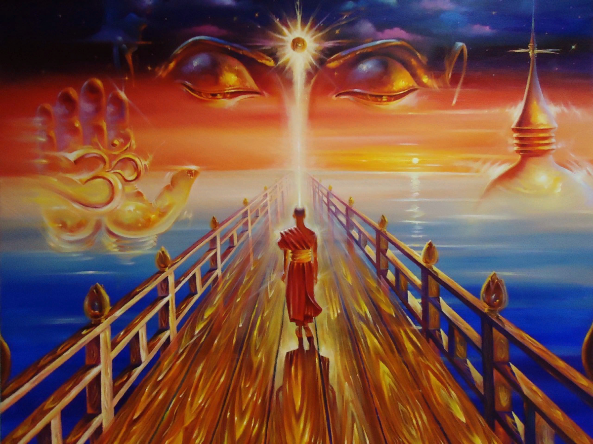 Духовный заметить. Путь эзотерика. Духовный путь живопись. Картина просветление. Духовность картина.