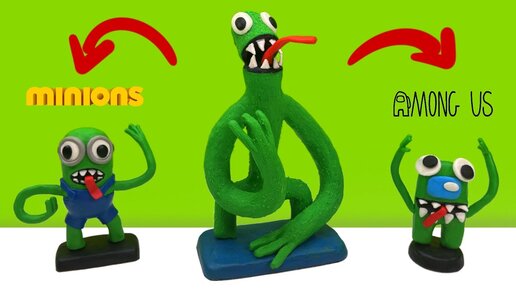 Зелёный Монстр, Амонгас и Миньон из пластилина ► Rainbow Friends 🌈 Roblox | ИЗИ Лепка