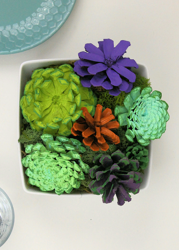 Композиция "кактусов" из сосновых шишек