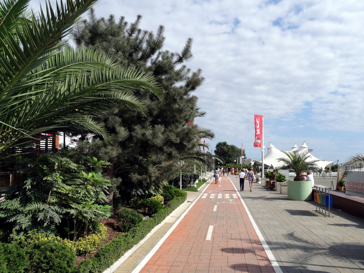 Набережная в центре Адлера. Пляжная зона ВиноГрад
