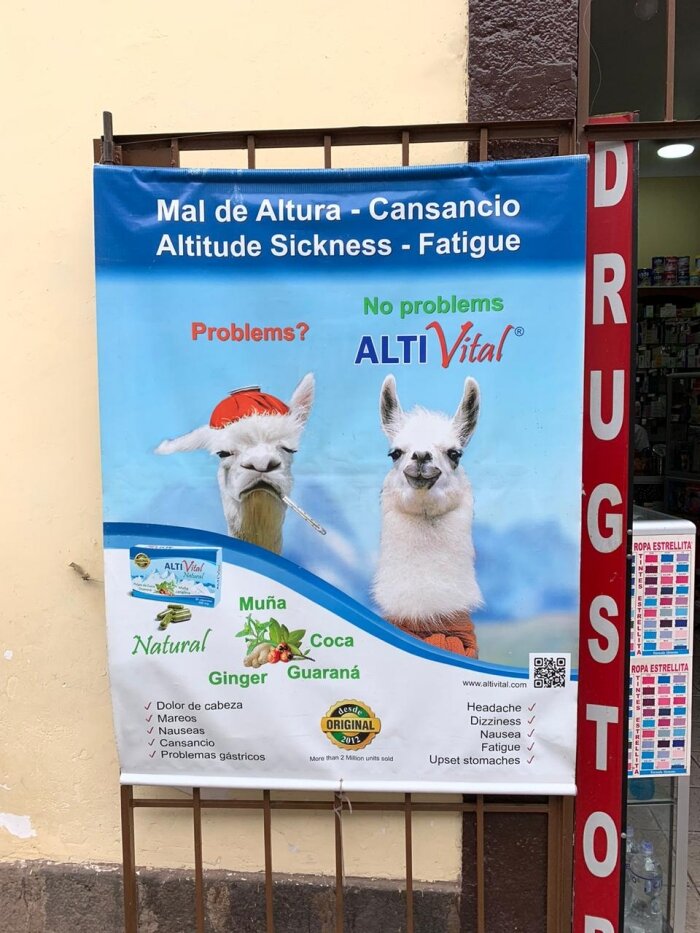 Реклама средств от mal de altura - горной болезни