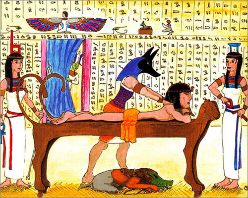 Представление о массаже в древнем Египте (Современная иллюстрация)