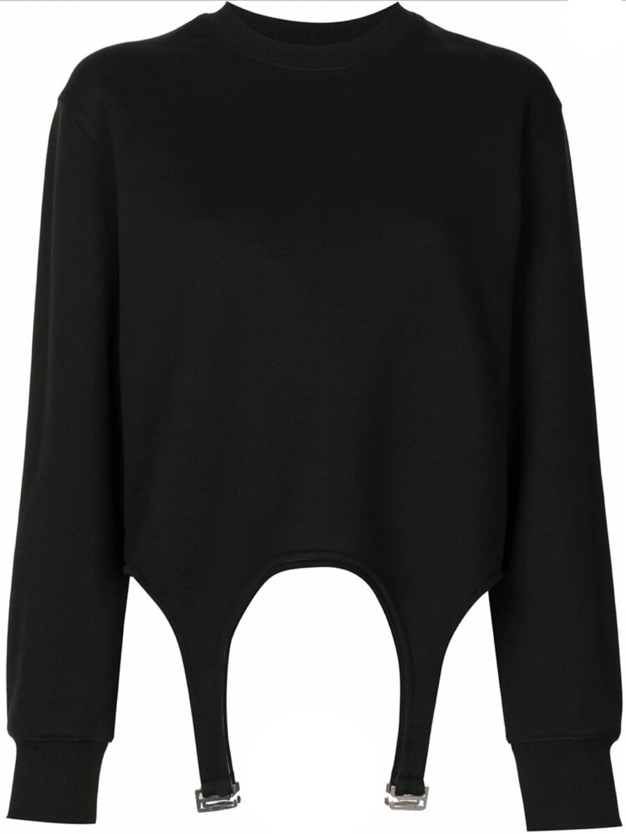 Толстовка-свитшот с подвязками от бренда Dion Lee.