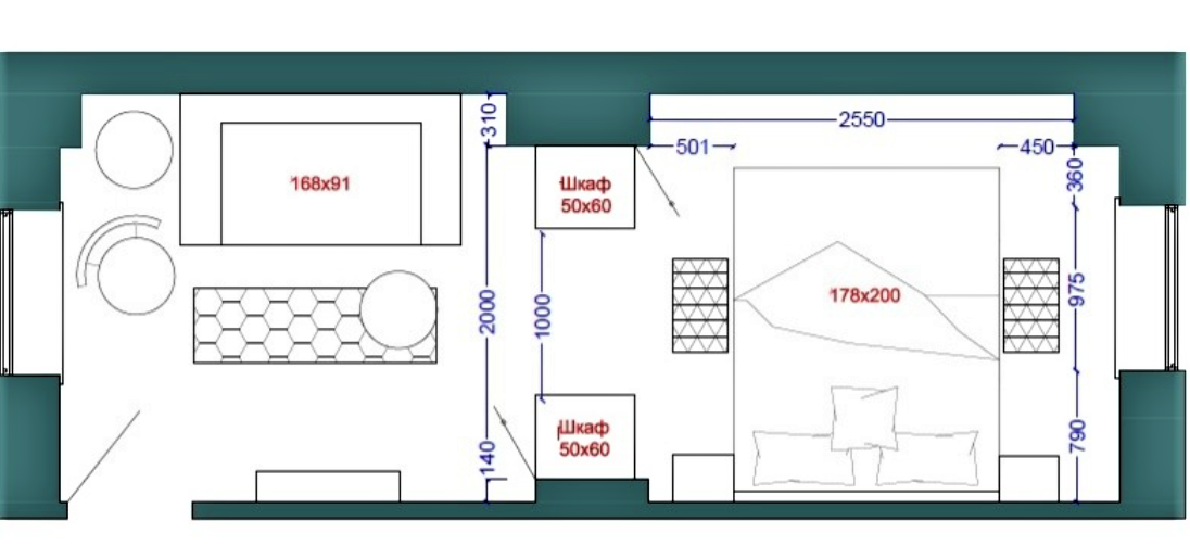 План расстановки мебели в комнате
