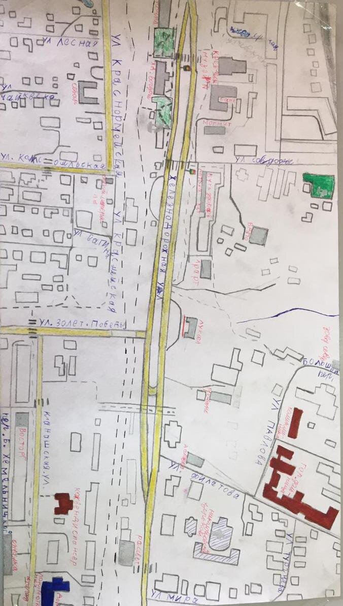 "Схема города Канаш" Григорьев Максим, МАОУ "СОШ №3" г. Канаш, 6В класс, номинация "Арт-город"