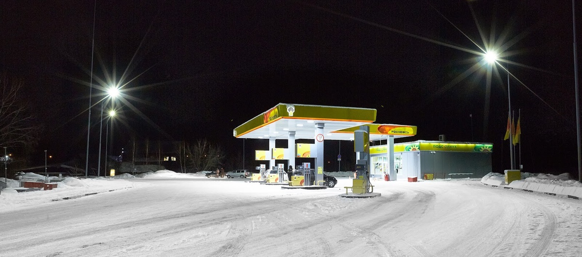 Пример освещения АЗС
