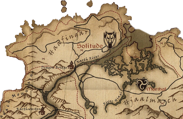 Часть карты The Elder Scrolls V: Skyrim, где проходят игровые события Greymoor.