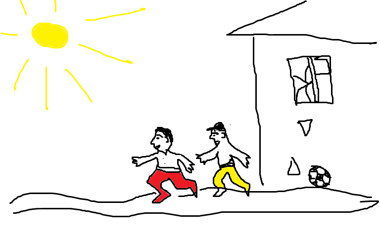 Пацаны тикают, потому что разбили окно мячом.