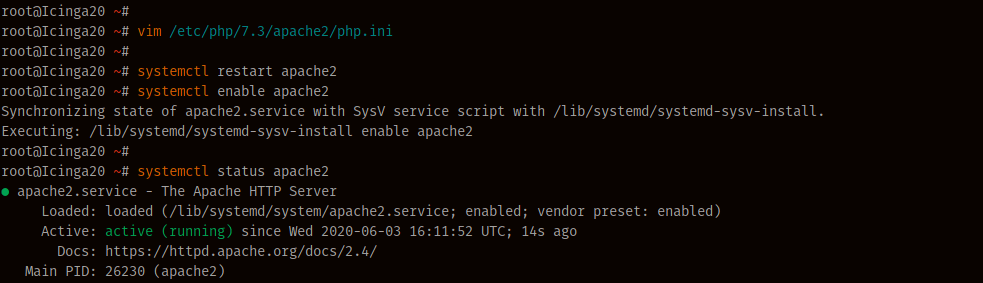 Systemctl status apache2 service