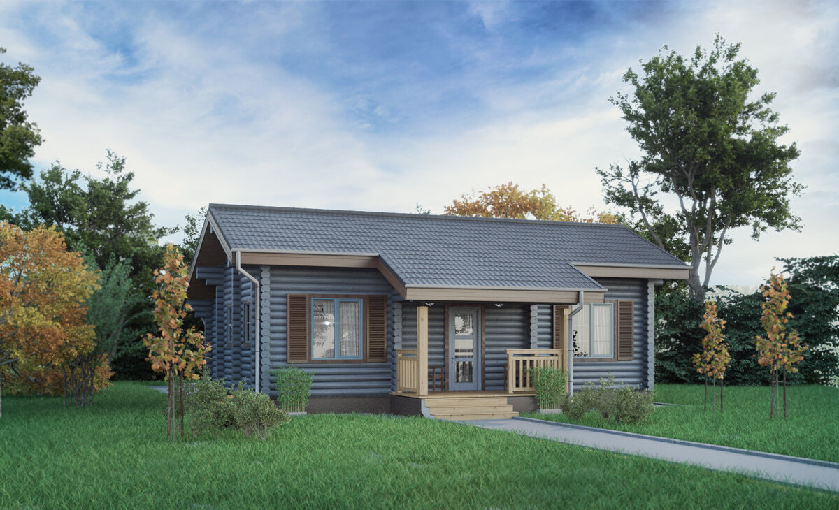 Проект дома из оцилиндрованного бревна S-201 от "Экохоум"