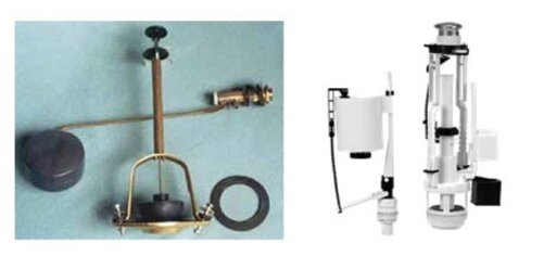 Традиционная и современная арматуры сливного бачка