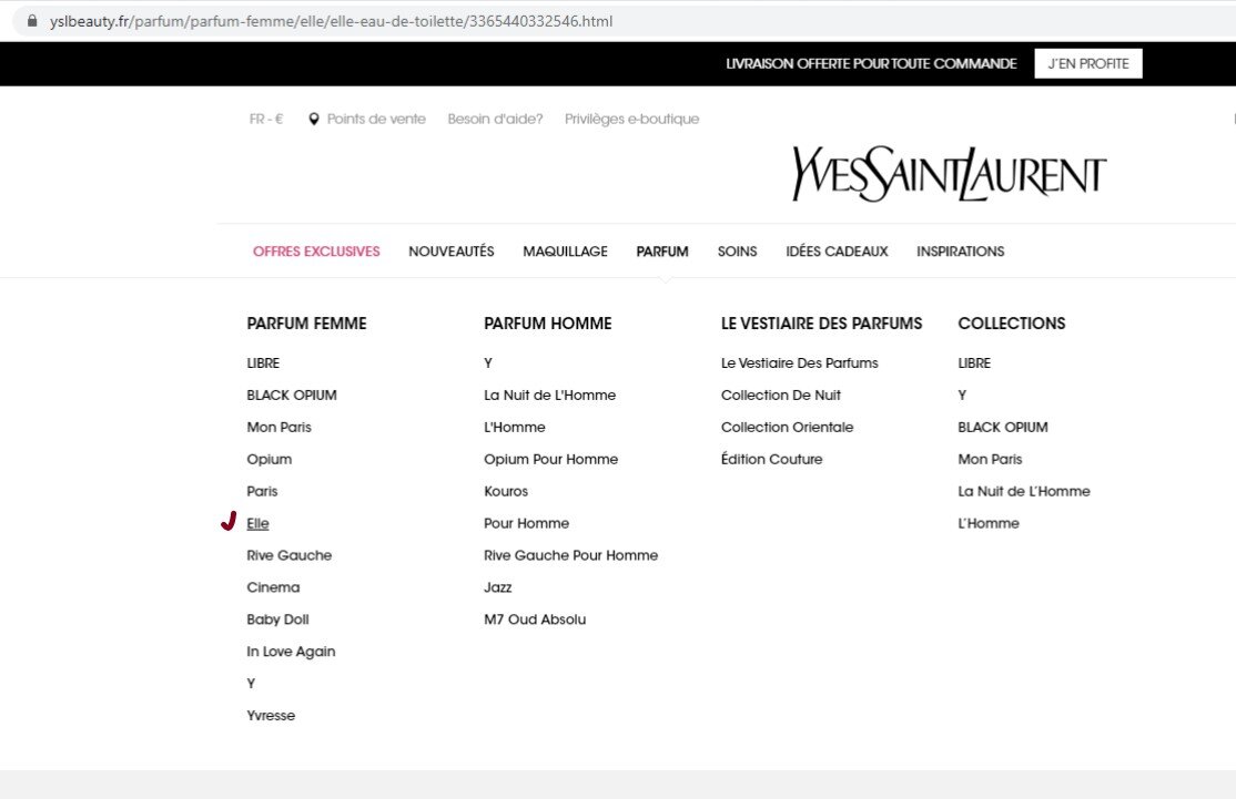 скриншот с официального сайта YSL