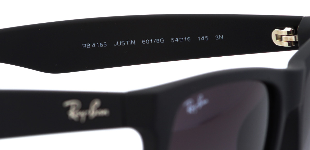 4165(серия, данная модель имеет название Justin), 601/8G(цвет модели), 54(размер линзы), 16(размер переносицы), 145(длина заушника), 3N(степень тонировки и тип линзы N-обычная, F-фотохромная, P- поляризационная)