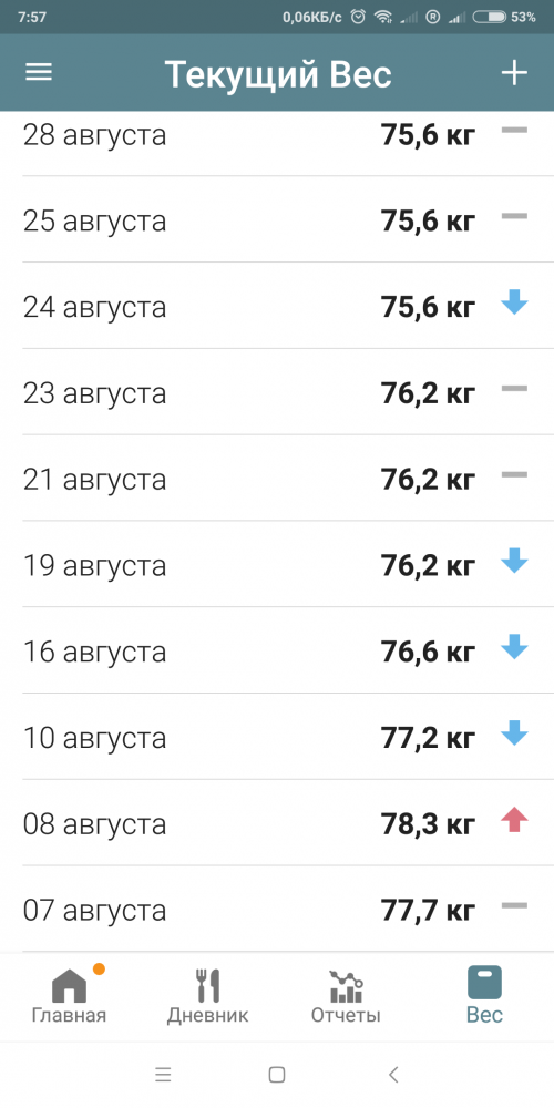 Результат первого месяца похудения, август 2019 года