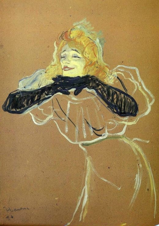Певица Иветт Гильбер в момент исполнения песенки "Linger, Longer, Loo". 1892 - 1893 г.г.