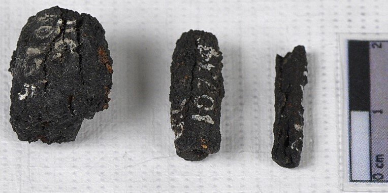 Три из девяти найденных бусин.