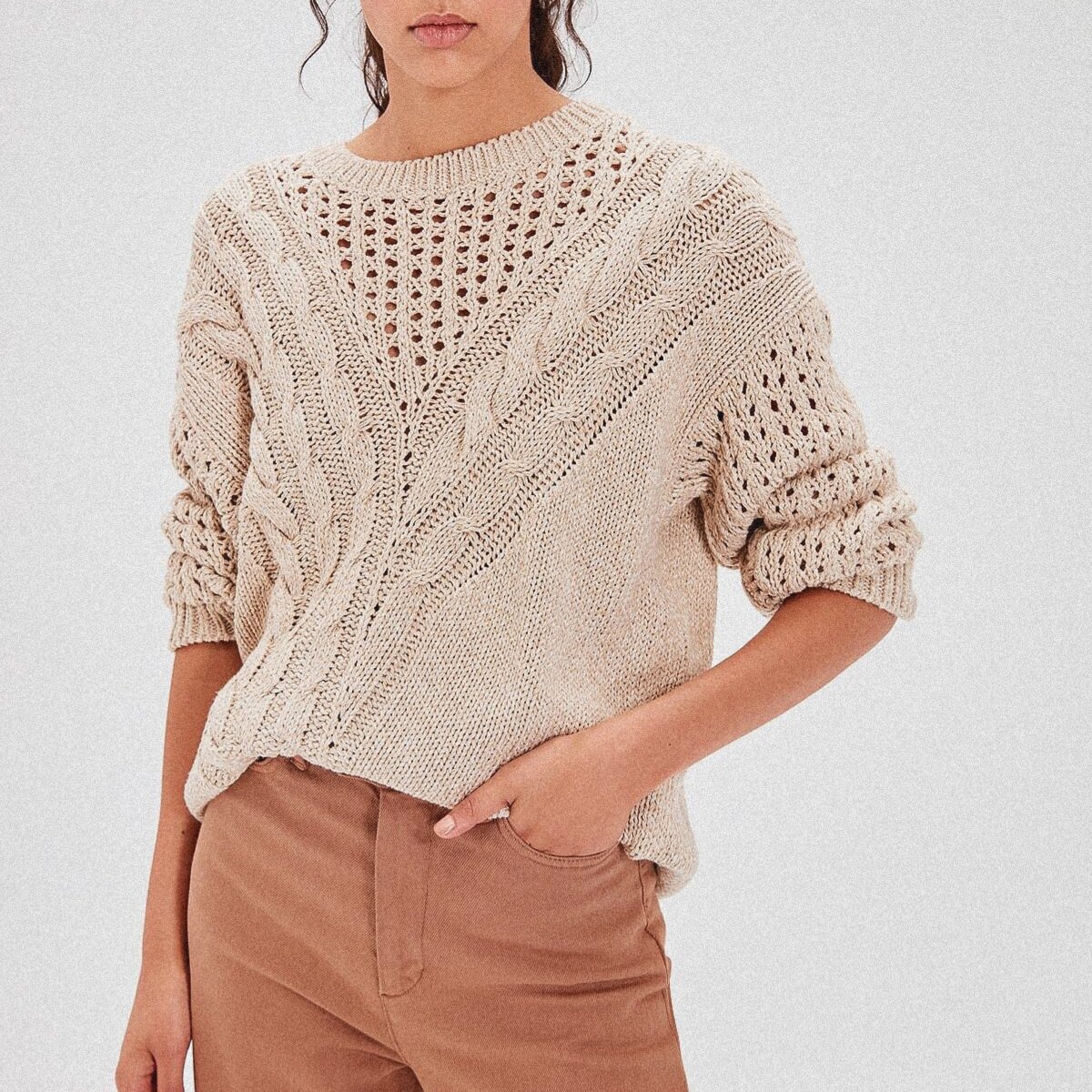 Джемпер с ажурной кокеткой Трендиол