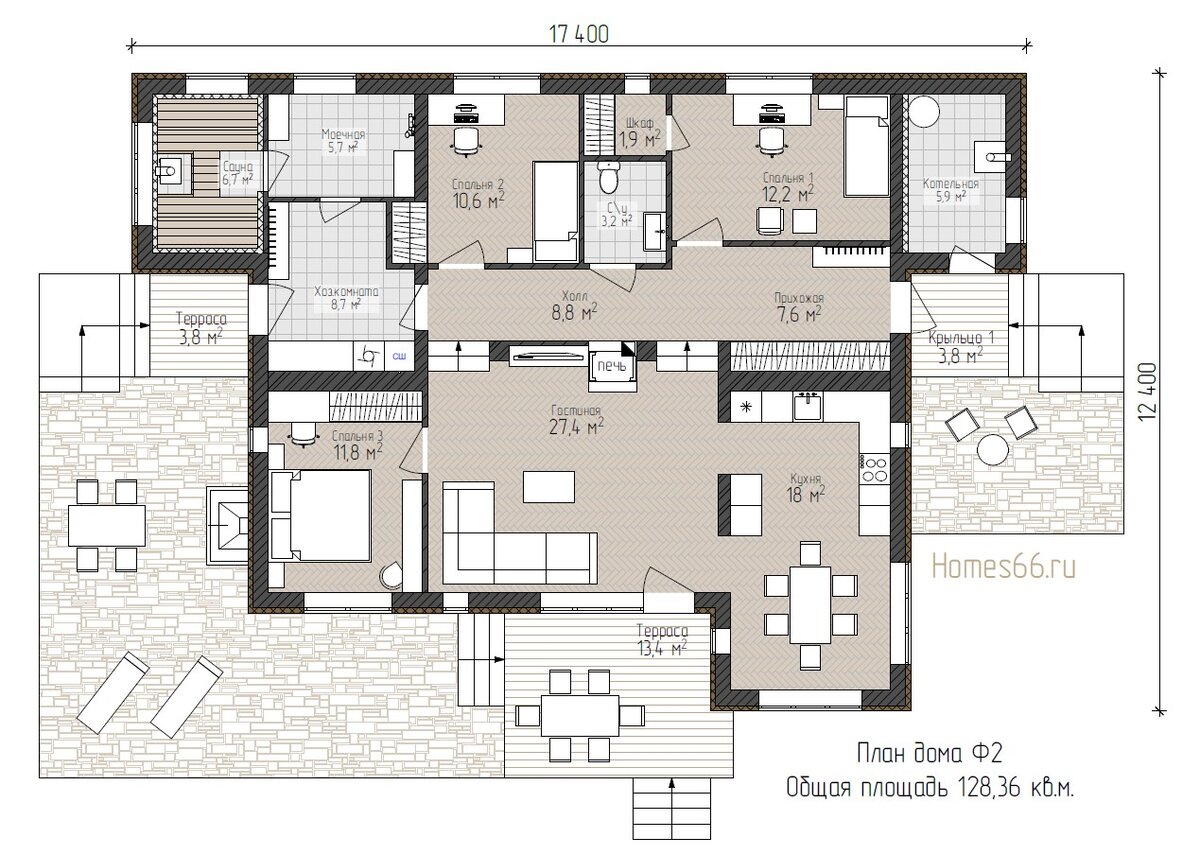 Удобные планировки. Финские одноэтажные дома. | Homes66 | Дзен