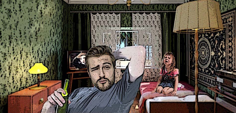 Дочка умоляет отца не уходить из семьи. Иллюстрация