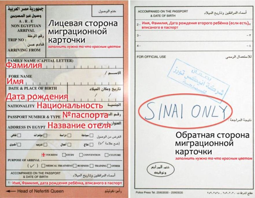 Миграционная карта. Правила заполнения. 