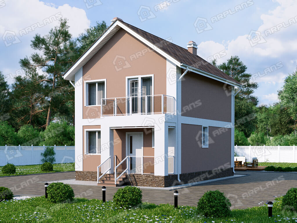 Фото 2 двухэтажного дома из блоков с 3 спальнями, балконом и газовой котельной. Общая площадь 107 кв м. Источник arplans.ru Проект К-337