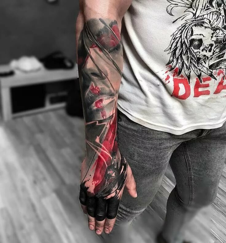 Треш-полька тату - стиль способным отразить привлекательность cамых ужасных вещей.Родиной направления является Западный Берлин. 