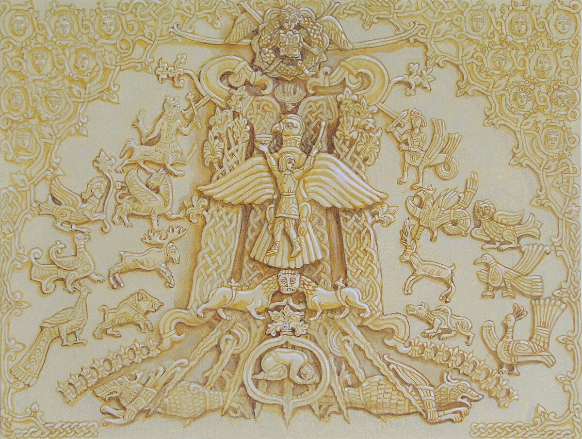 Кресень-бог возносится в Ирий. Рисунок М. Преснякова 1998.