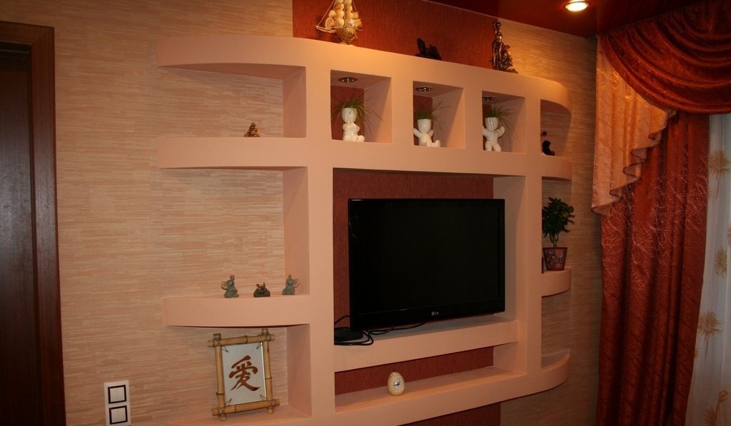 ниша под телевизор из гипсокартона своими руками фото | Home, Home decor, Decor