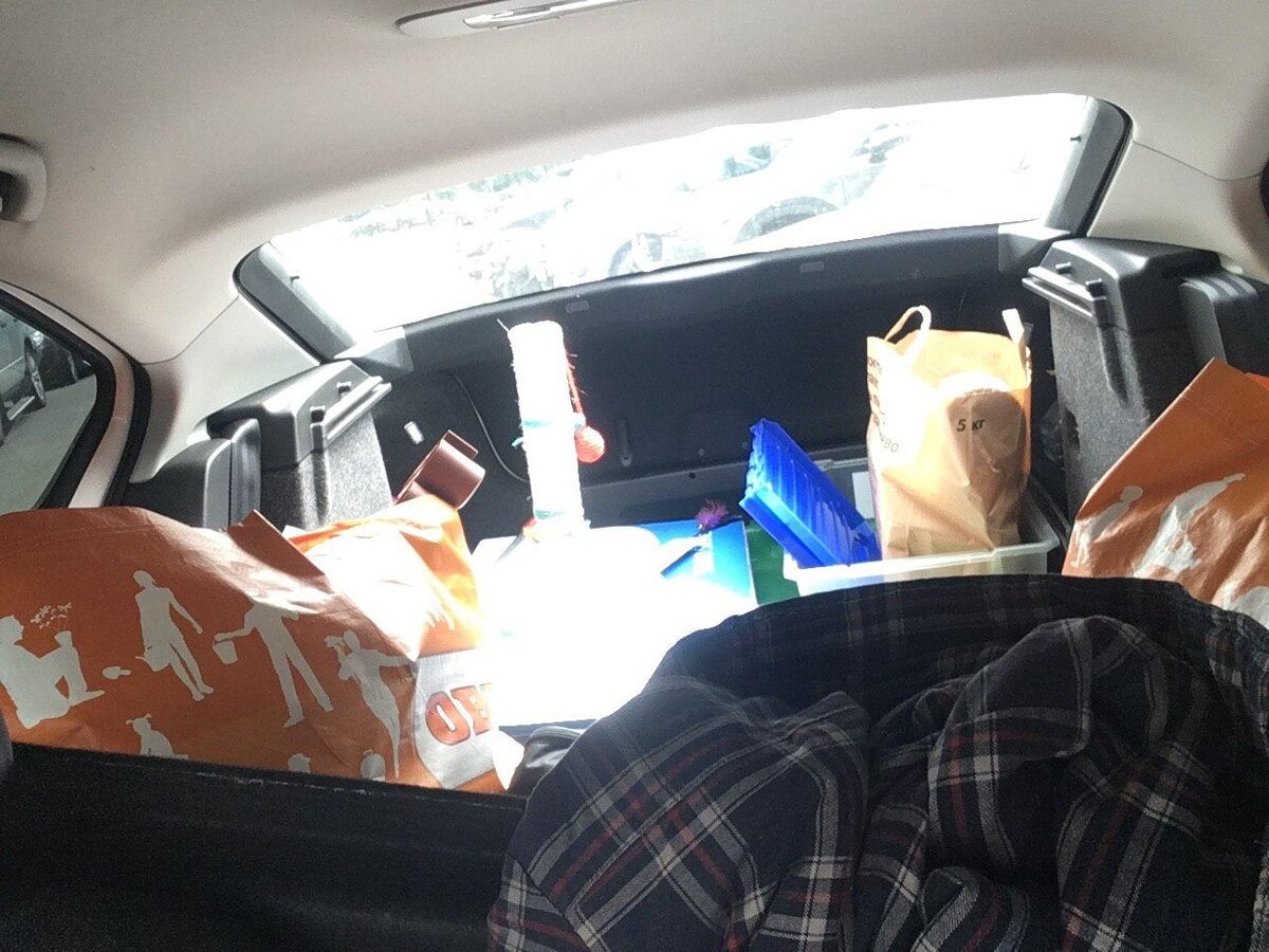 Сложил задний ряд и уложил первые вещи