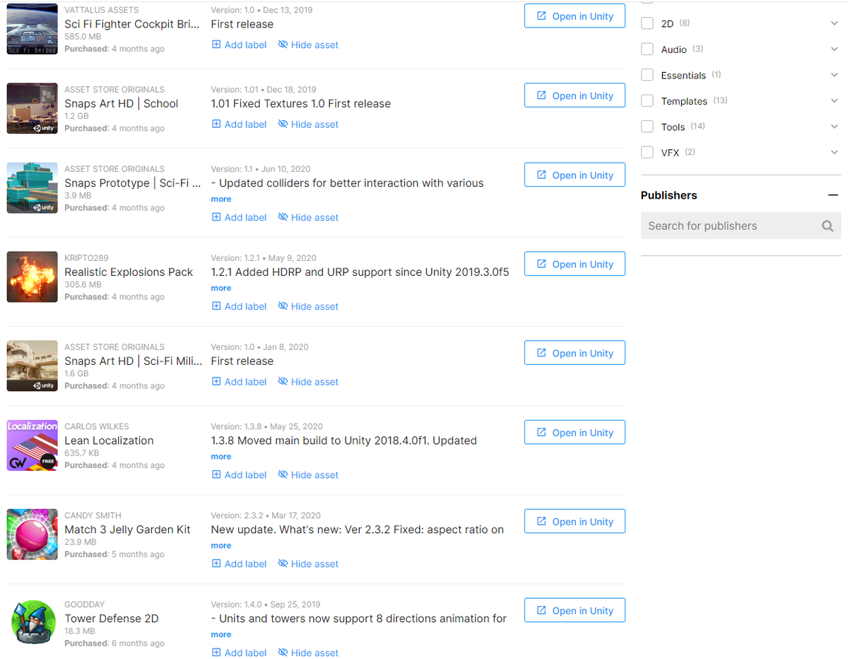 Скрин с личного кабинета с моими ассетами (небольшая часть)