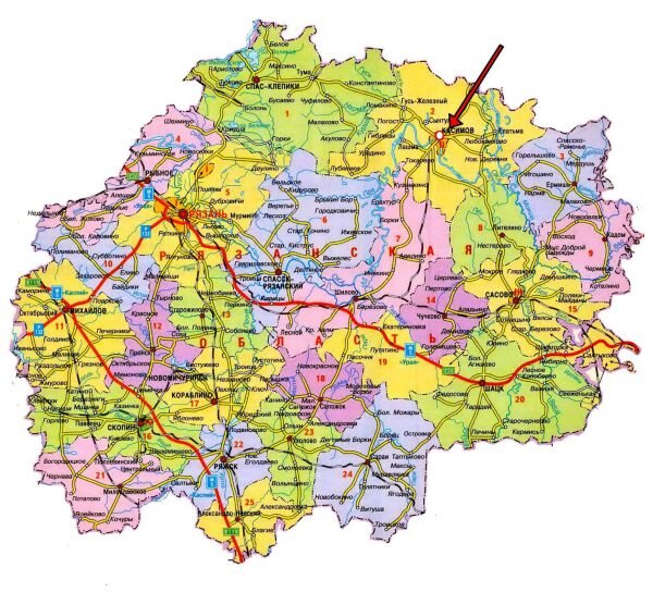 Город Касимов находится в 170 км к северо-востоку от Рязани (на левом берегу реки Оки