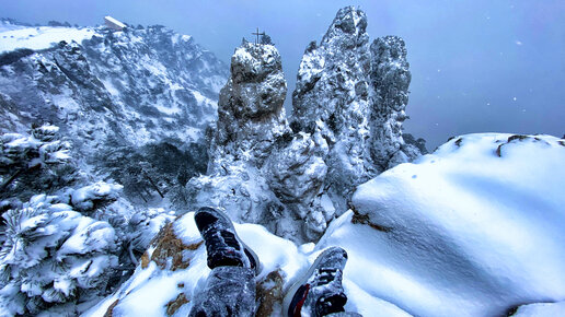 Канатная дорога на Ай-Петри. Самая снежная зима в Крыму.