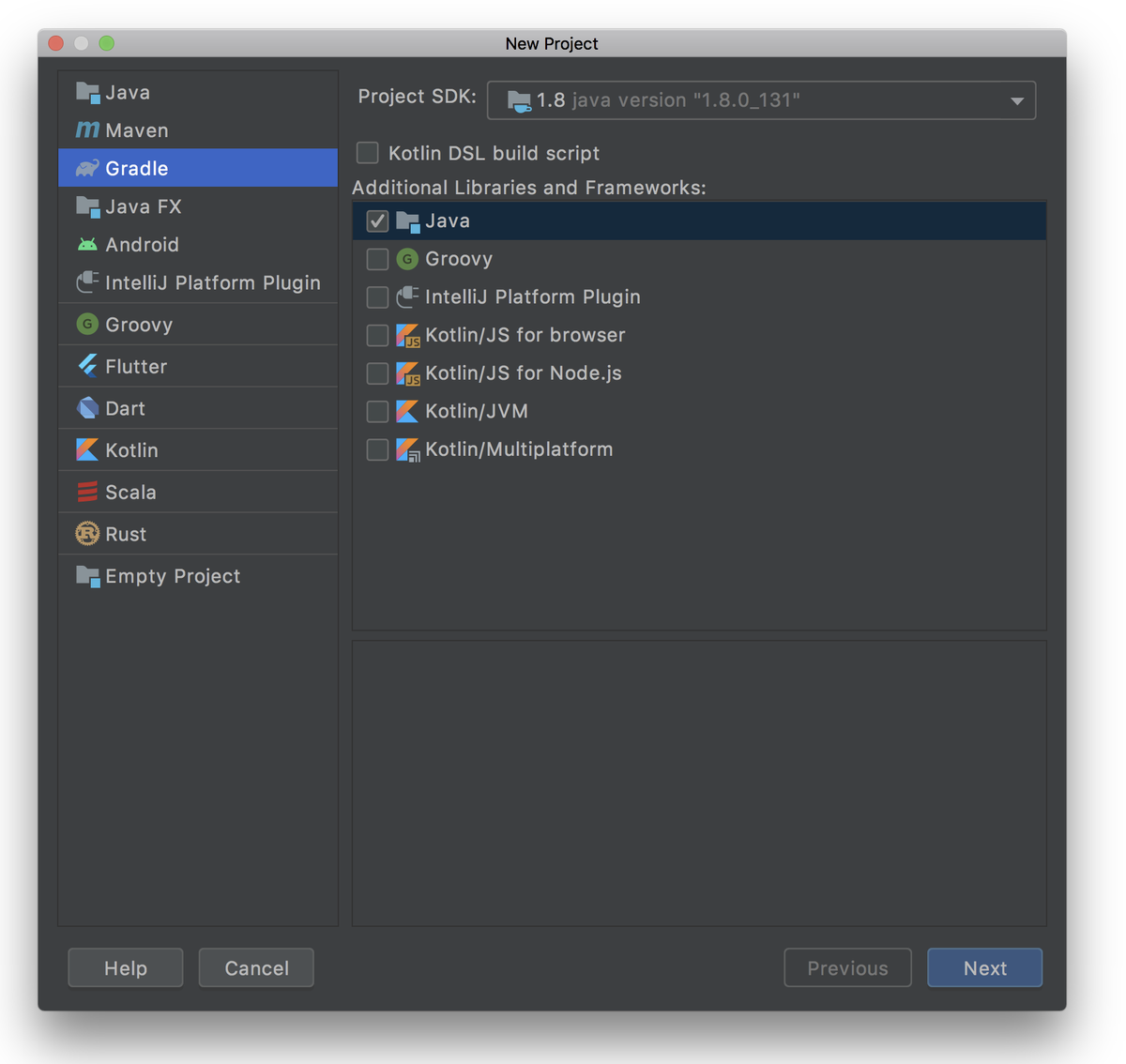 Рис. 2 Выбор типа проекта