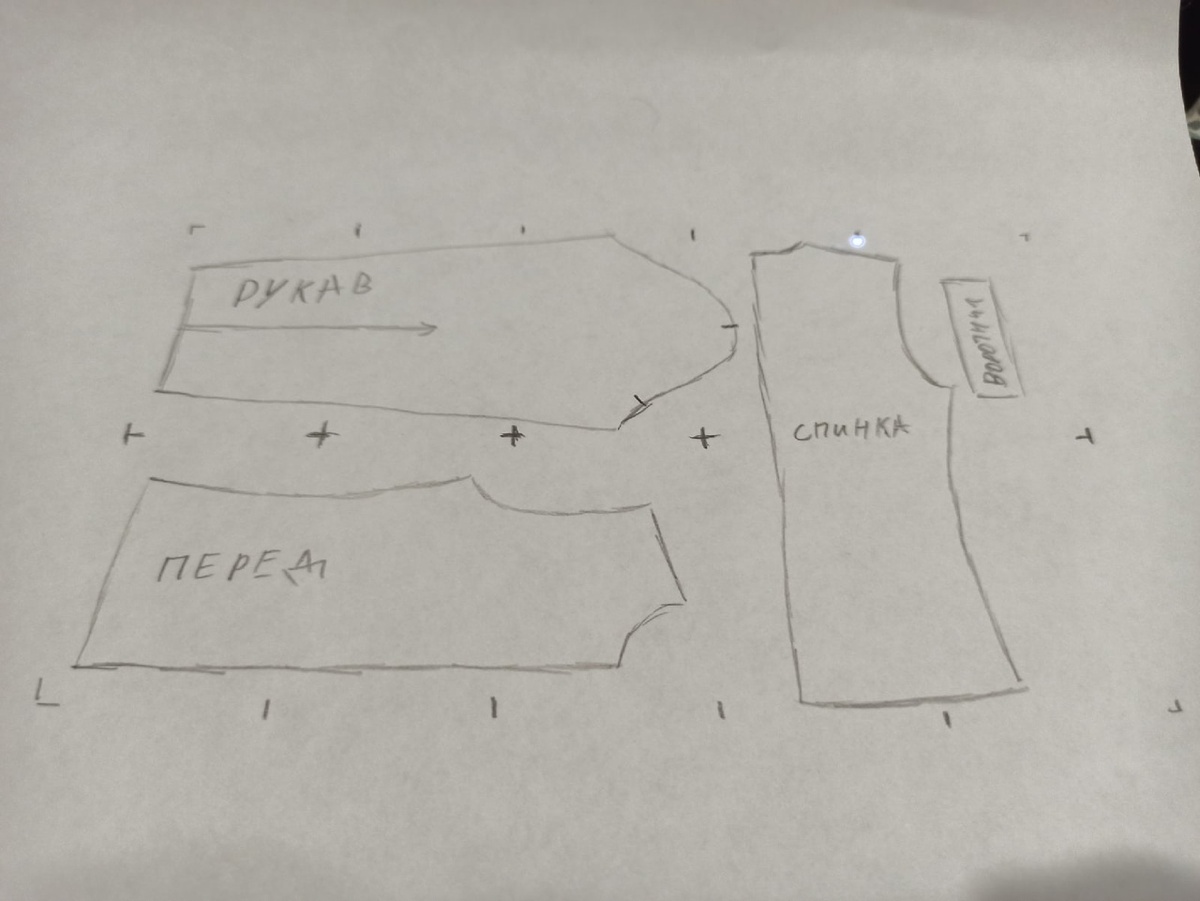 у меня выкройка 3x3, для размера 42, на девушку. 