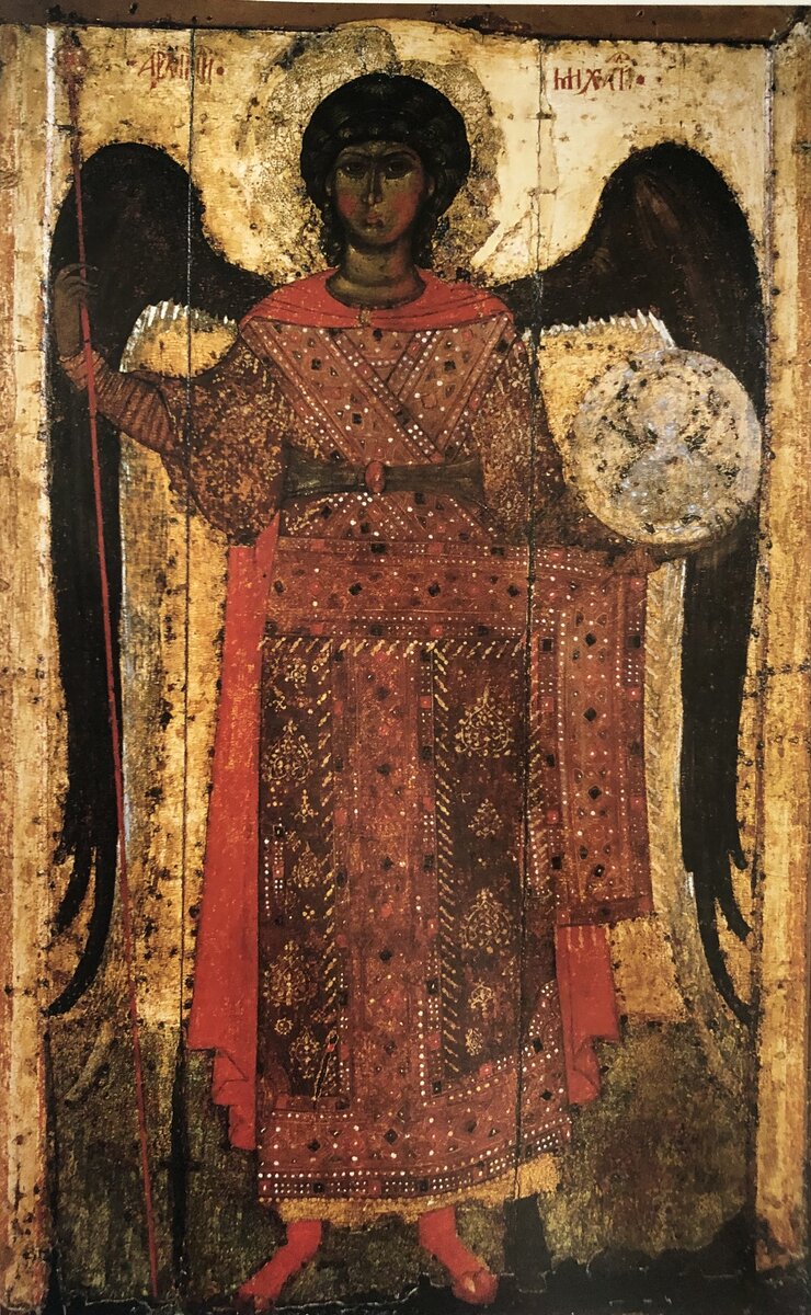 Архангел Михаил . После  1216 Дерево, темпера. 154x90 см. Третьяковская галерея. фото мое