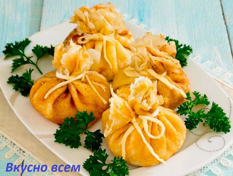 Блинные мешочки с начинкой на праздничный стол