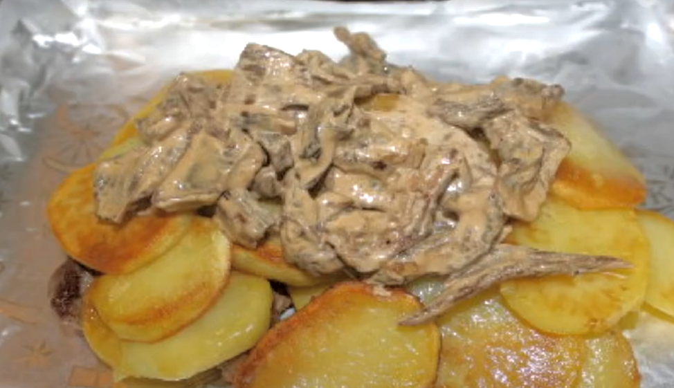 говядина в фольге с картофелем и грибами