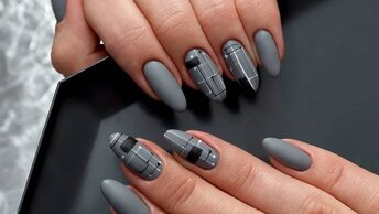 Красивый современный дизайн ногтей, фото, серый маникюр 2022: классные идеи.