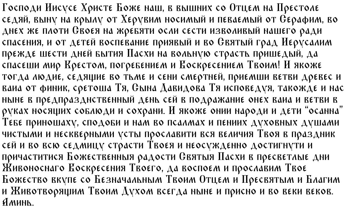 Молитва Иисусу Христу в Вербное воскресенье